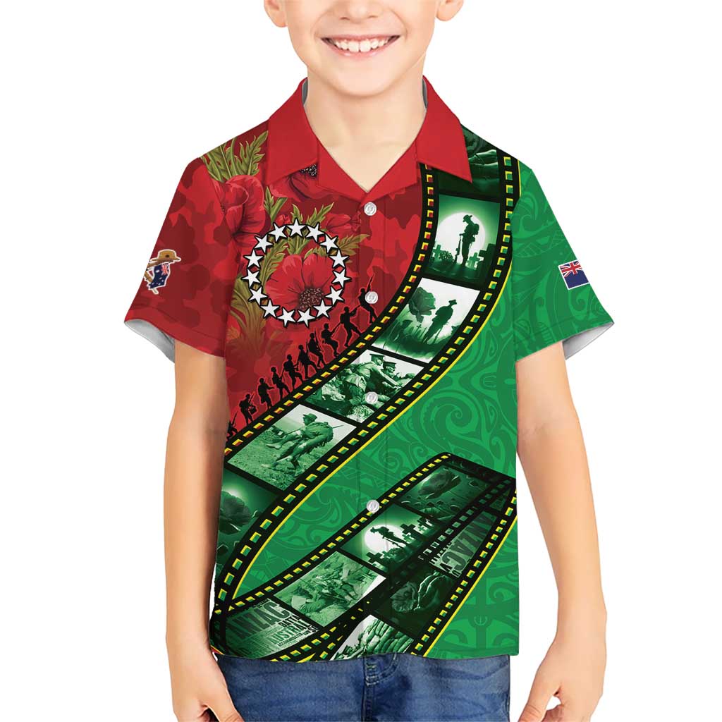 Personalised Cook Islands ANZAC 1915-2026 Filmstrip Kid Hawaiian Shirt Lest We Forget 25 April