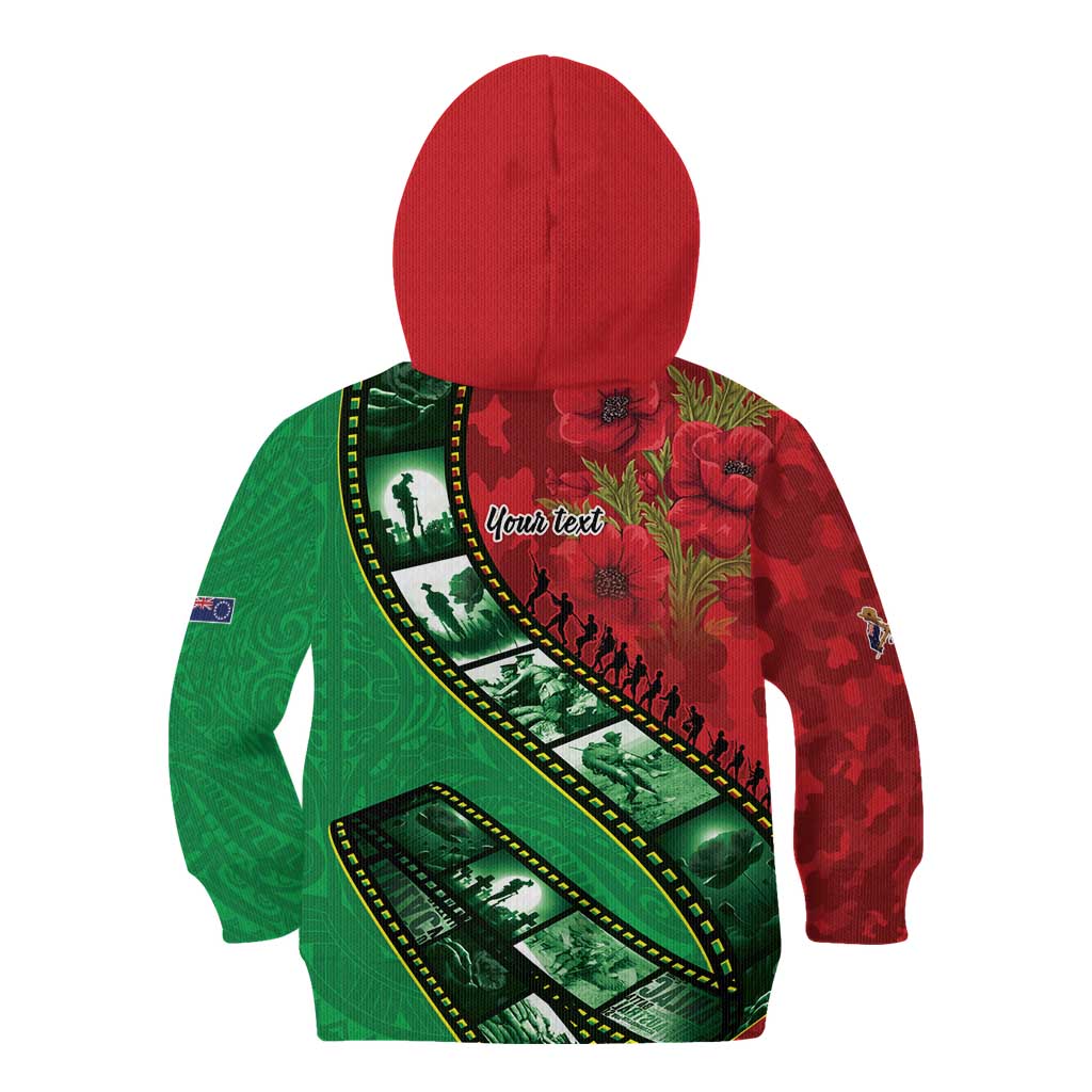 Personalised Cook Islands ANZAC 1915-2026 Filmstrip Kid Hoodie Lest We Forget 25 April
