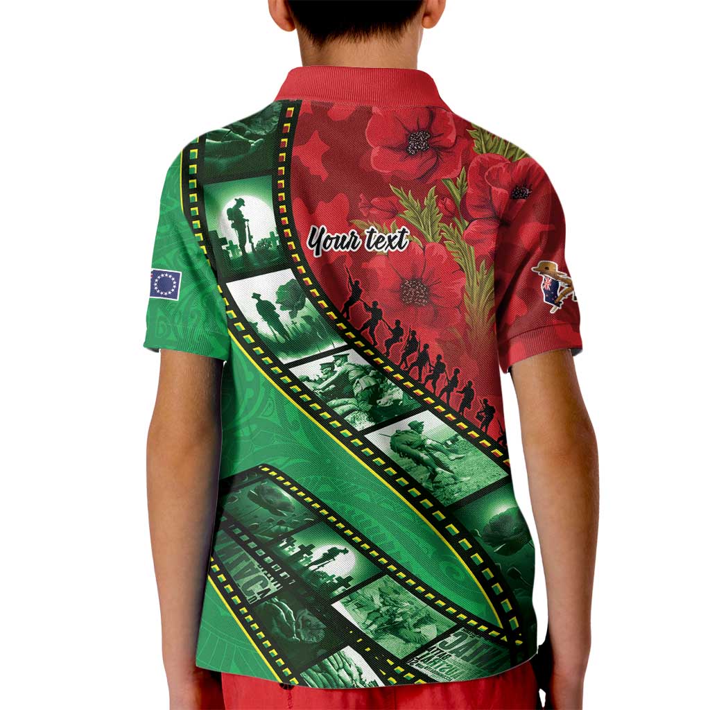 Personalised Cook Islands ANZAC 1915-2026 Filmstrip Kid Polo Shirt Lest We Forget 25 April