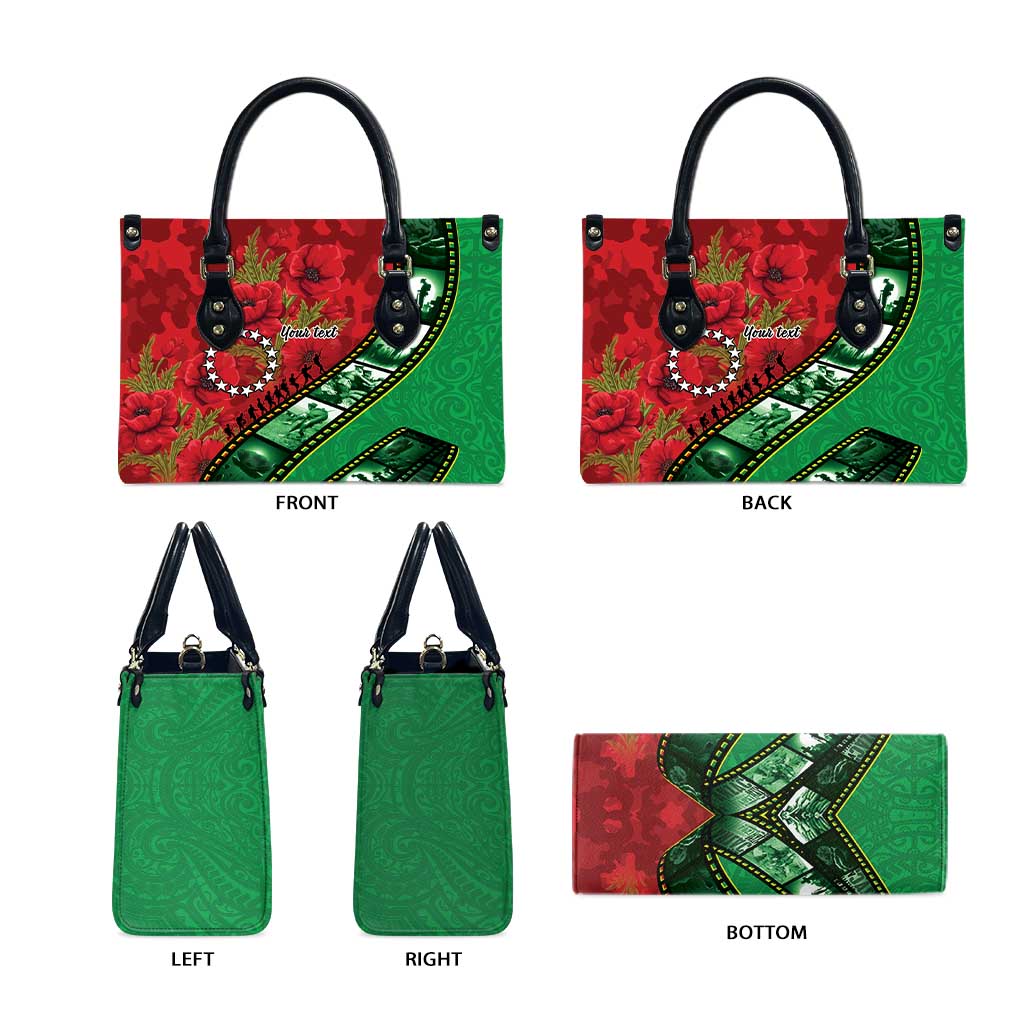 Personalised Cook Islands ANZAC 1915-2026 Filmstrip Leather Bag Lest We Forget 25 April