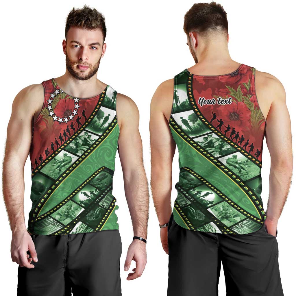 Personalised Cook Islands ANZAC 1915-2026 Filmstrip Men Tank Top Lest We Forget 25 April