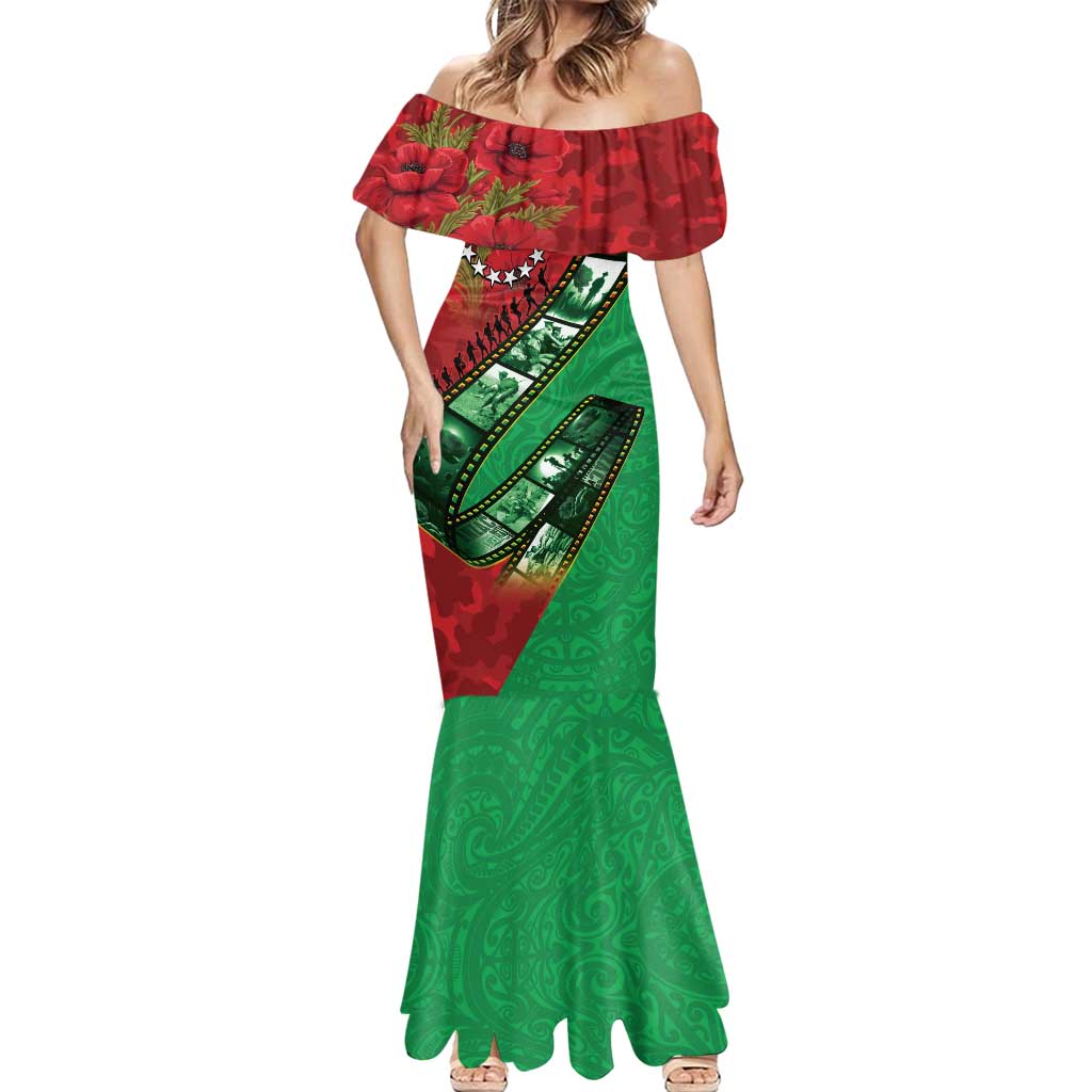 Personalised Cook Islands ANZAC 1915-2026 Filmstrip Mermaid Dress Lest We Forget 25 April