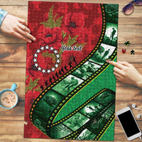 Personalised Cook Islands ANZAC 1915-2026 Filmstrip Puzzle Lest We Forget 25 April LT9 Green - Polynesian Pride