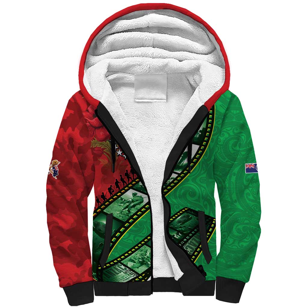 Personalised Cook Islands ANZAC 1915-2026 Filmstrip Sherpa Hoodie Lest We Forget 25 April