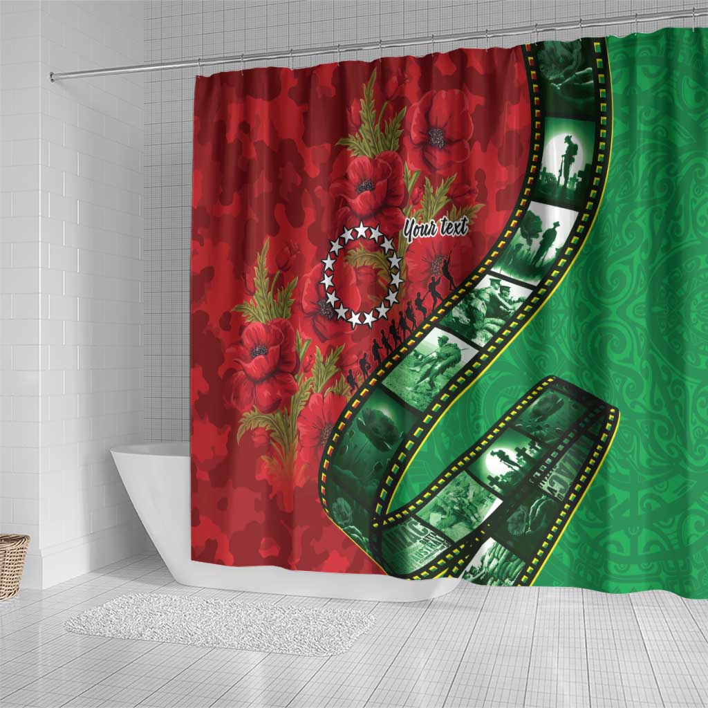 Personalised Cook Islands ANZAC 1915-2026 Filmstrip Shower Curtain Lest We Forget 25 April