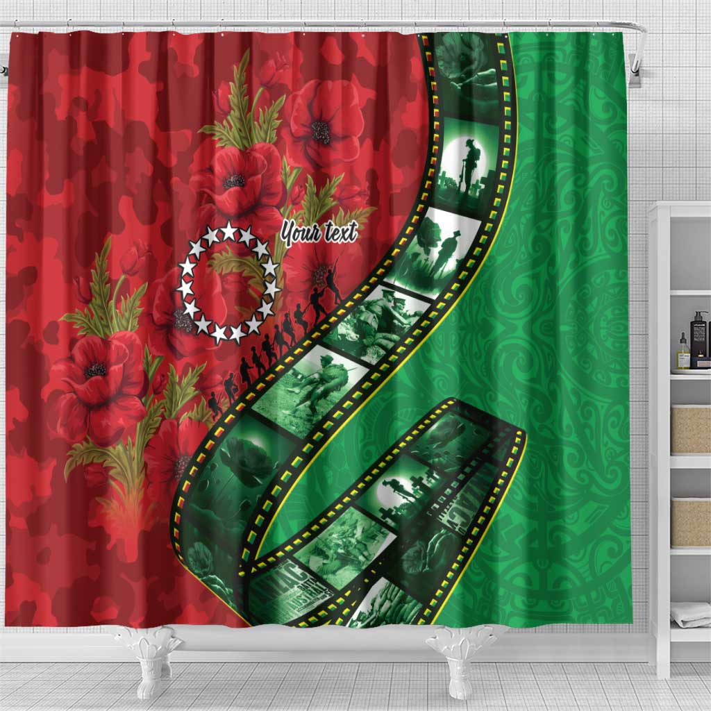 Personalised Cook Islands ANZAC 1915-2026 Filmstrip Shower Curtain Lest We Forget 25 April