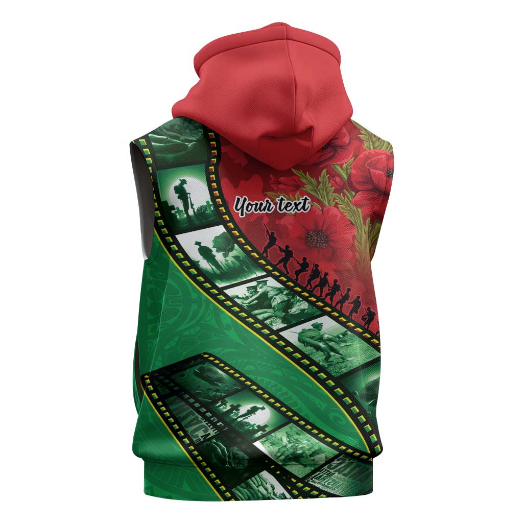 Personalised Cook Islands ANZAC 1915-2026 Filmstrip Sleeveless Hoodie Lest We Forget 25 April