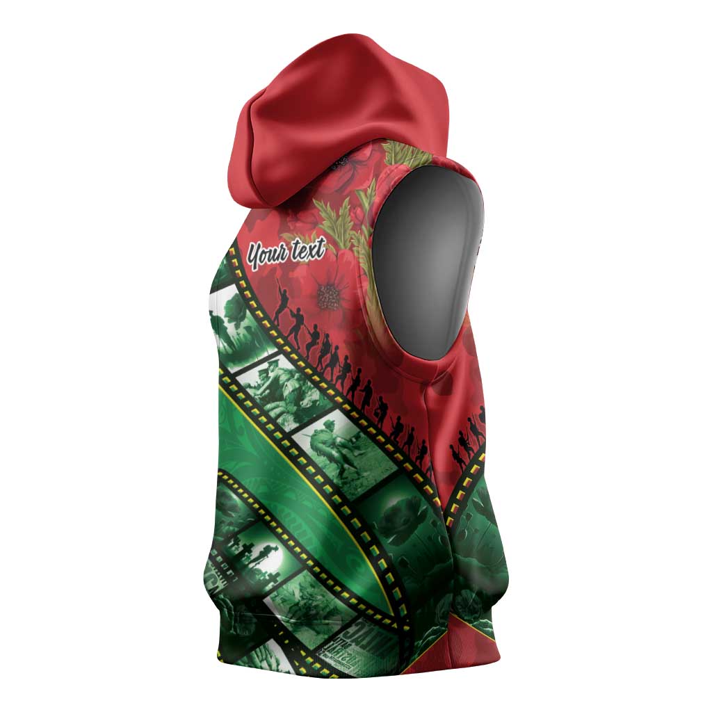 Personalised Cook Islands ANZAC 1915-2026 Filmstrip Sleeveless Hoodie Lest We Forget 25 April