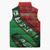 Personalised Cook Islands ANZAC 1915-2026 Filmstrip Sleeveless Puffer Jacket Lest We Forget 25 April LT9 - Polynesian Pride