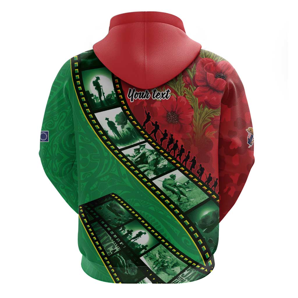 Personalised Cook Islands ANZAC 1915-2026 Filmstrip Zip Hoodie Lest We Forget 25 April