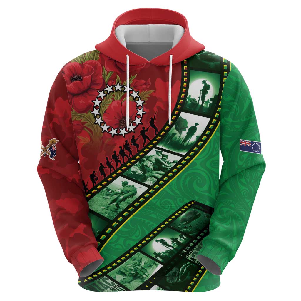 Personalised Cook Islands ANZAC 1915-2026 Filmstrip Zip Hoodie Lest We Forget 25 April