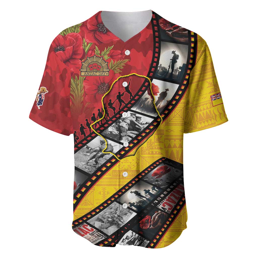 Personalised Niue ANZAC 1915-2026 Filmstrip Baseball Jersey Lest We Forget 25 April