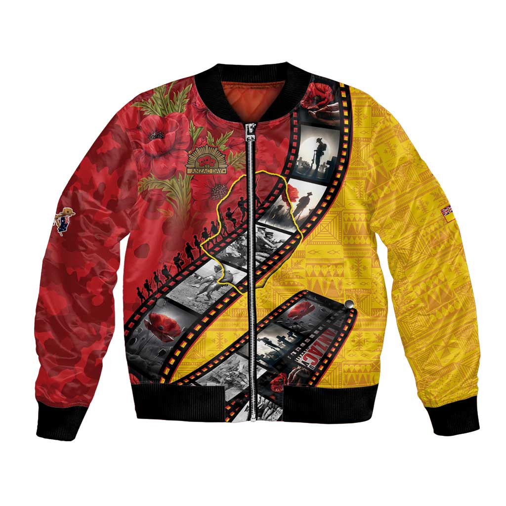 Personalised Niue ANZAC 1915-2026 Filmstrip Bomber Jacket Lest We Forget 25 April