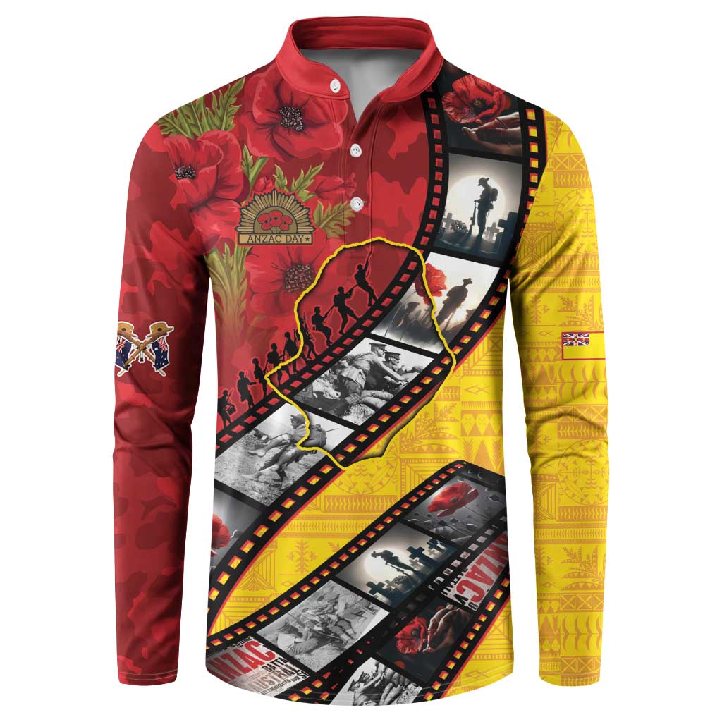 Personalised Niue ANZAC 1915-2026 Filmstrip Button Sweatshirt Lest We Forget 25 April