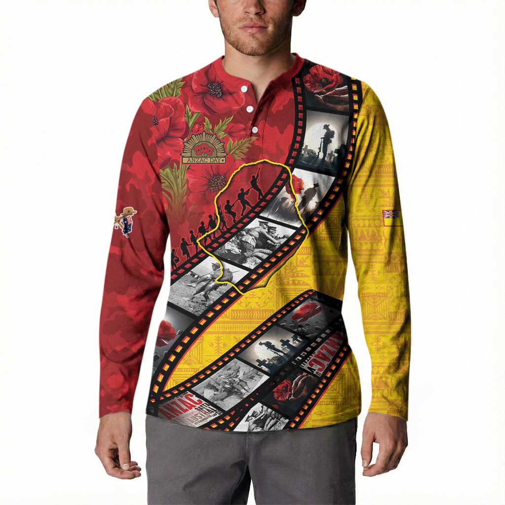 Personalised Niue ANZAC 1915-2026 Filmstrip Button Sweatshirt Lest We Forget 25 April