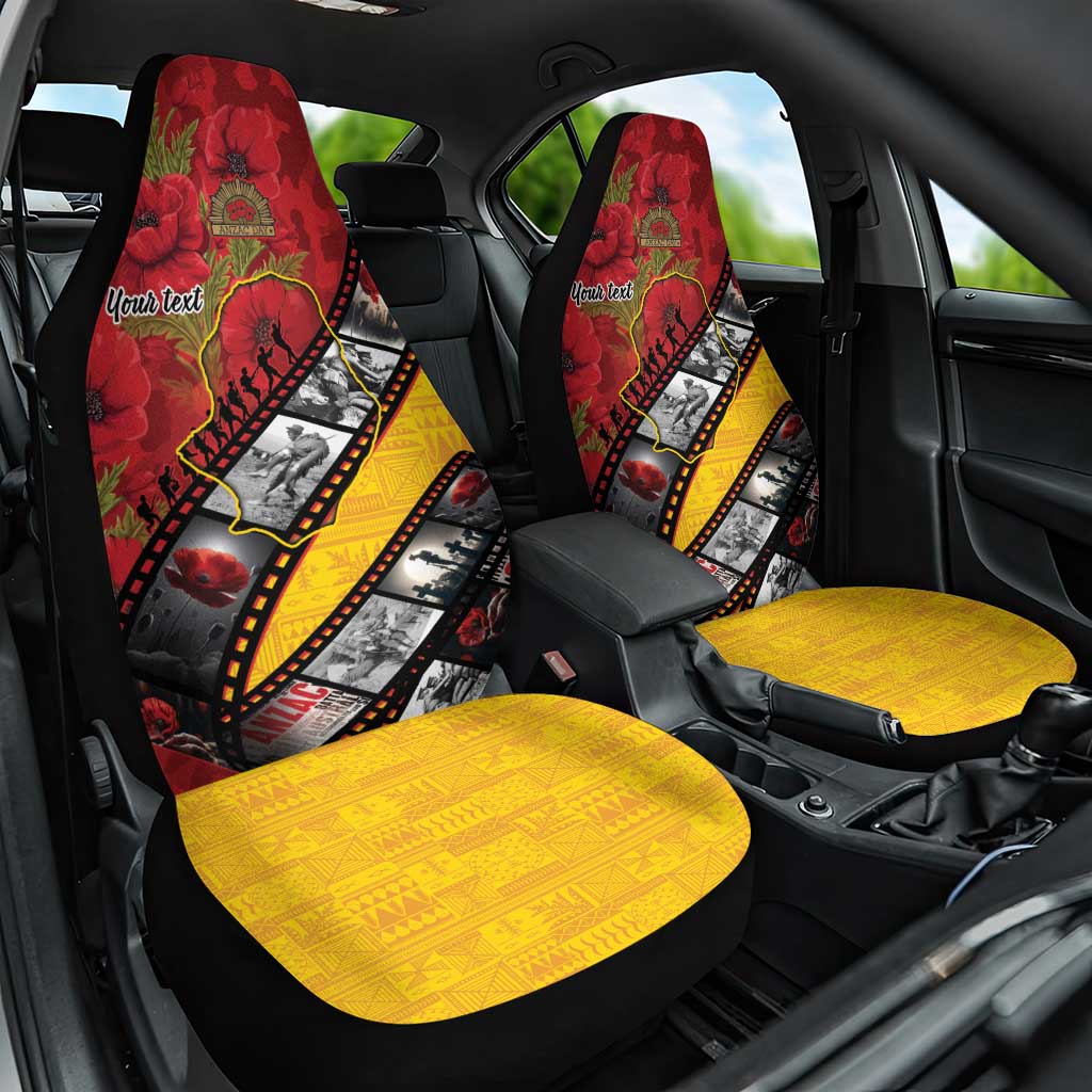 Personalised Niue ANZAC 1915-2026 Filmstrip Car Seat Cover Lest We Forget 25 April