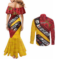 Personalised Niue ANZAC 1915-2026 Filmstrip Couples Matching Mermaid Dress and Long Sleeve Button Shirt Lest We Forget 25 April