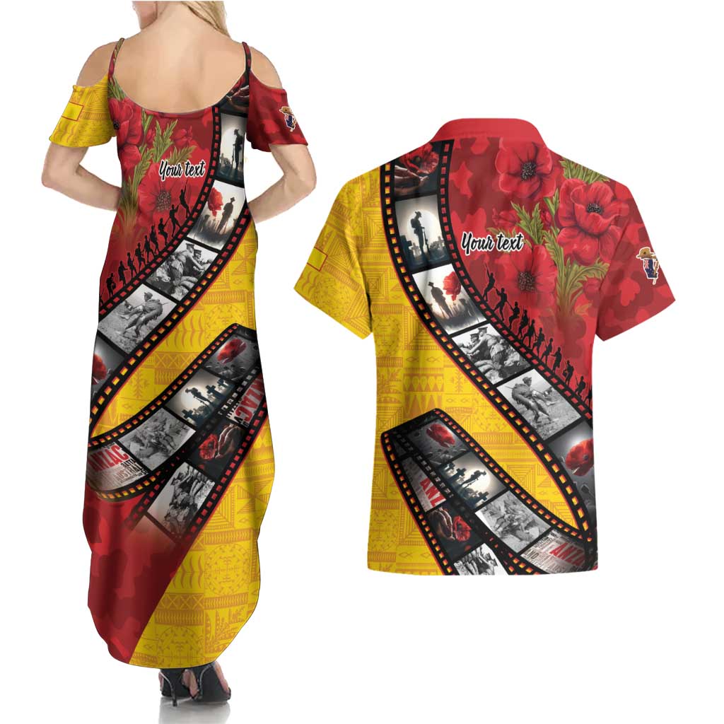 Personalised Niue ANZAC 1915-2026 Filmstrip Couples Matching Summer Maxi Dress and Hawaiian Shirt Lest We Forget 25 April