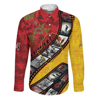 Personalised Niue ANZAC 1915-2026 Filmstrip Family Matching Off The Shoulder Long Sleeve Dress and Hawaiian Shirt Lest We Forget 25 April LT9 Dad's Shirt - Long Sleeve Gold - Polynesian Pride
