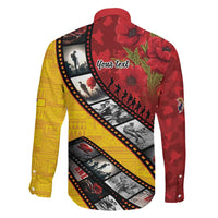 Personalised Niue ANZAC 1915-2026 Filmstrip Family Matching Off The Shoulder Long Sleeve Dress and Hawaiian Shirt Lest We Forget 25 April LT9 - Polynesian Pride