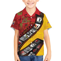 Personalised Niue ANZAC 1915-2026 Filmstrip Family Matching Off Shoulder Maxi Dress and Hawaiian Shirt Lest We Forget 25 April LT9 Son's Shirt Gold - Polynesian Pride
