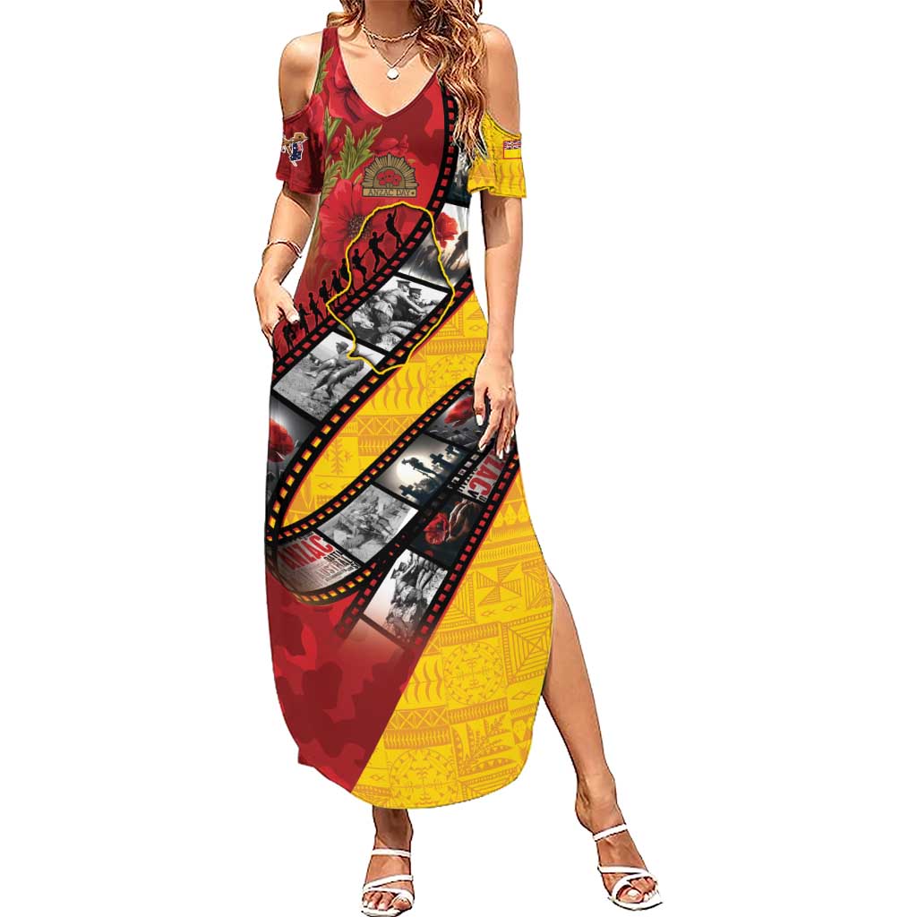 Personalised Niue ANZAC 1915-2026 Filmstrip Family Matching Summer Maxi Dress and Hawaiian Shirt Lest We Forget 25 April