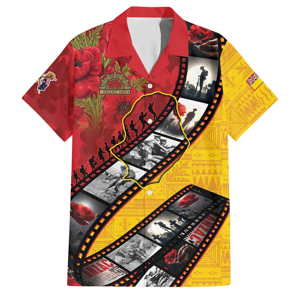 Personalised Niue ANZAC 1915-2026 Filmstrip Hawaiian Shirt Lest We Forget 25 April
