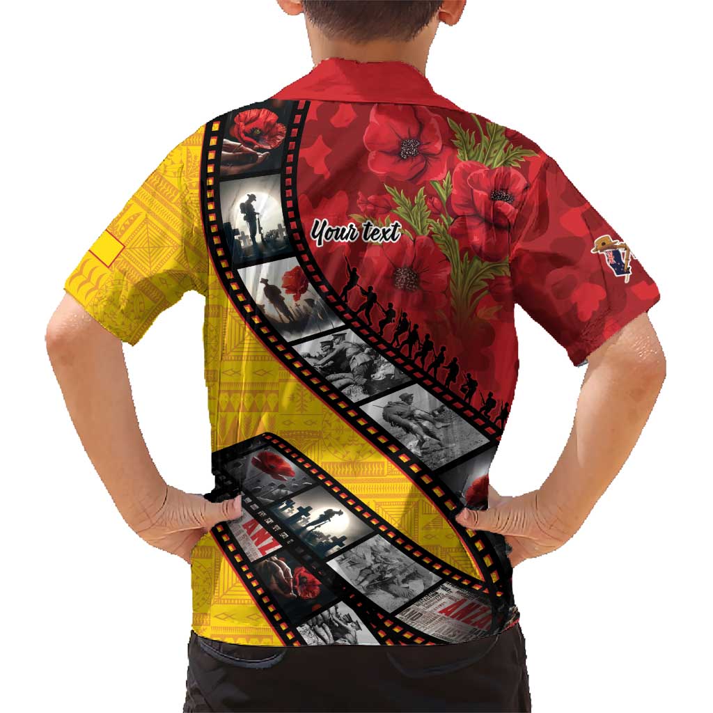 Personalised Niue ANZAC 1915-2026 Filmstrip Hawaiian Shirt Lest We Forget 25 April LT9 - Polynesian Pride