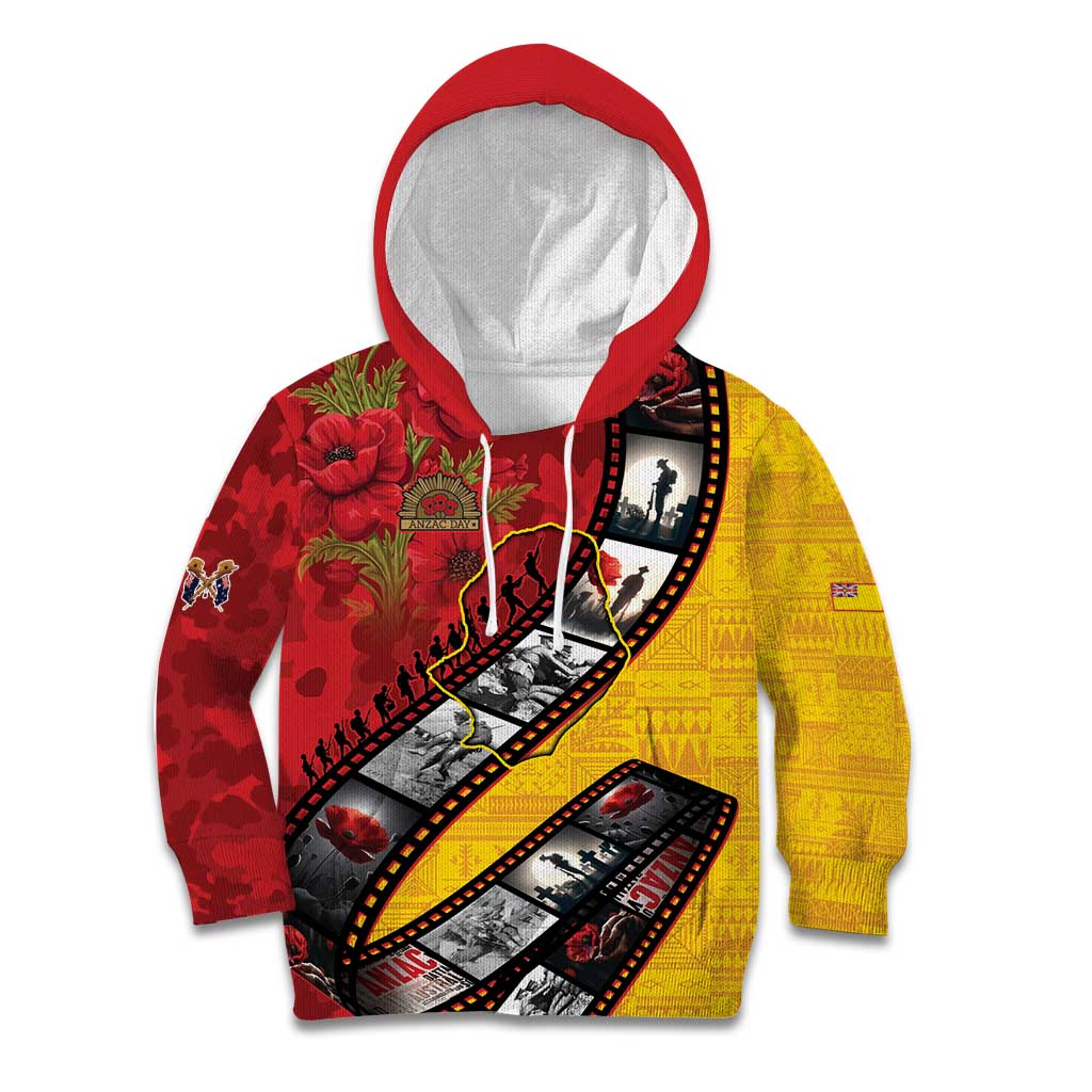 Personalised Niue ANZAC 1915-2026 Filmstrip Kid Hoodie Lest We Forget 25 April