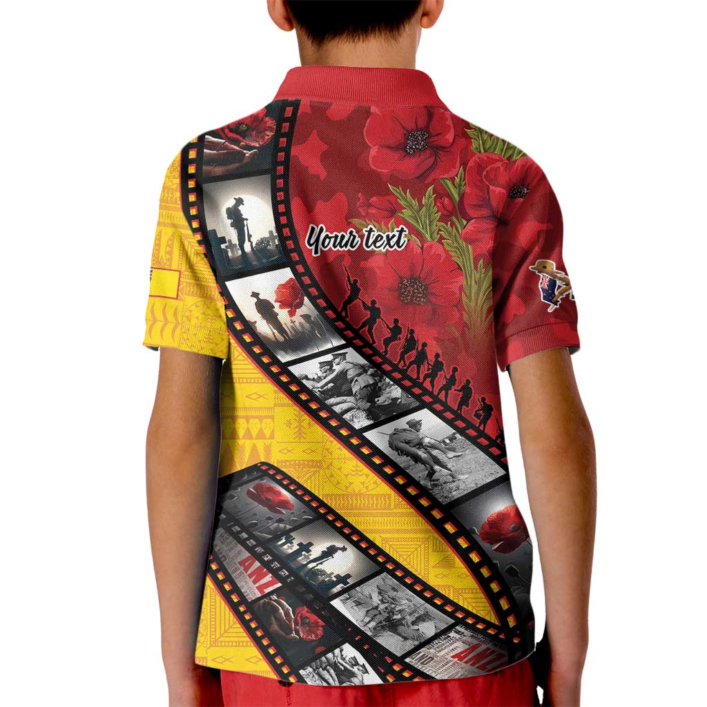 Personalised Niue ANZAC 1915-2026 Filmstrip Kid Polo Shirt Lest We Forget 25 April
