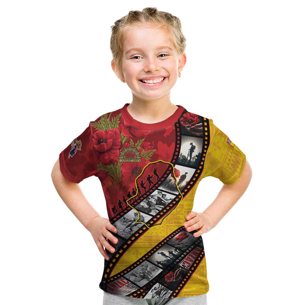 Personalised Niue ANZAC 1915-2026 Filmstrip Kid T Shirt Lest We Forget 25 April