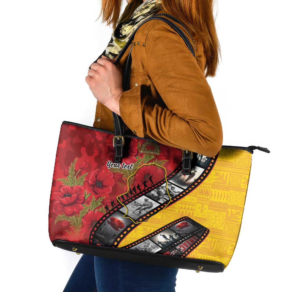 Personalised Niue ANZAC 1915-2026 Filmstrip Leather Tote Bag Lest We Forget 25 April