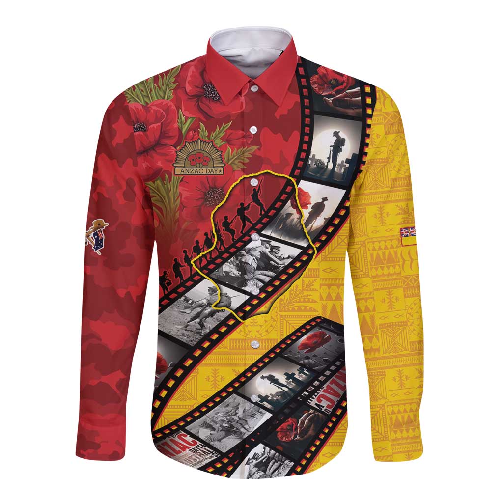 Personalised Niue ANZAC 1915-2026 Filmstrip Long Sleeve Button Shirt Lest We Forget 25 April