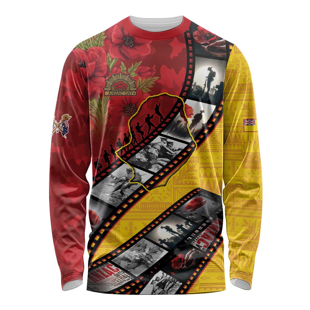 Personalised Niue ANZAC 1915-2026 Filmstrip Long Sleeve Shirt Lest We Forget 25 April