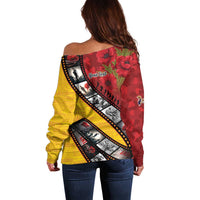 Personalised Niue ANZAC 1915-2026 Filmstrip Off Shoulder Sweater Lest We Forget 25 April