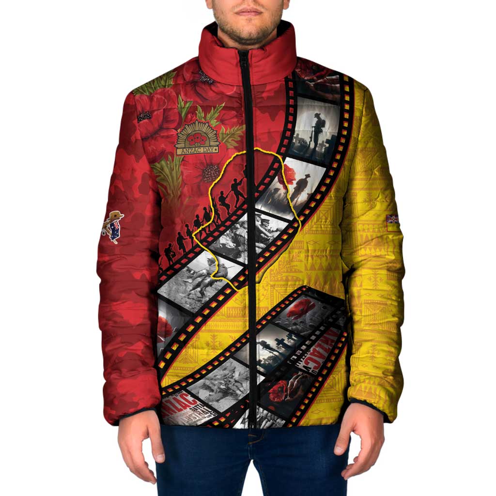 Personalised Niue ANZAC 1915-2026 Filmstrip Padded Jacket Lest We Forget 25 April