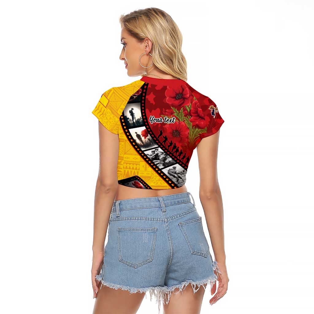 Personalised Niue ANZAC 1915-2026 Filmstrip Raglan Cropped T Shirt Lest We Forget 25 April