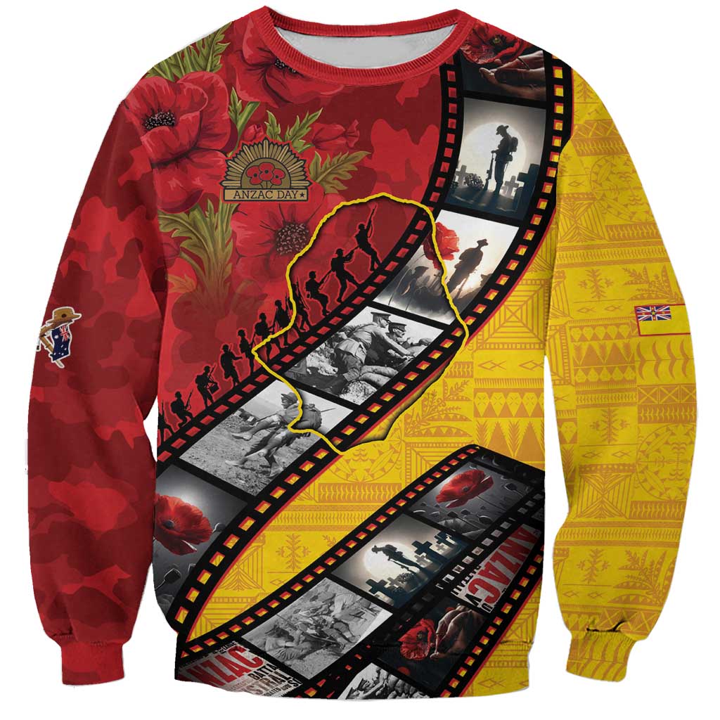 Personalised Niue ANZAC 1915-2026 Filmstrip Sweatshirt Lest We Forget 25 April