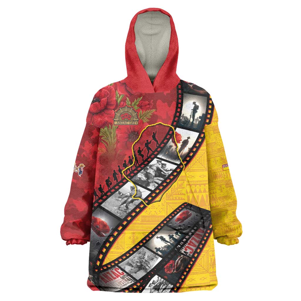 Personalised Niue ANZAC 1915-2026 Filmstrip Wearable Blanket Hoodie Lest We Forget 25 April