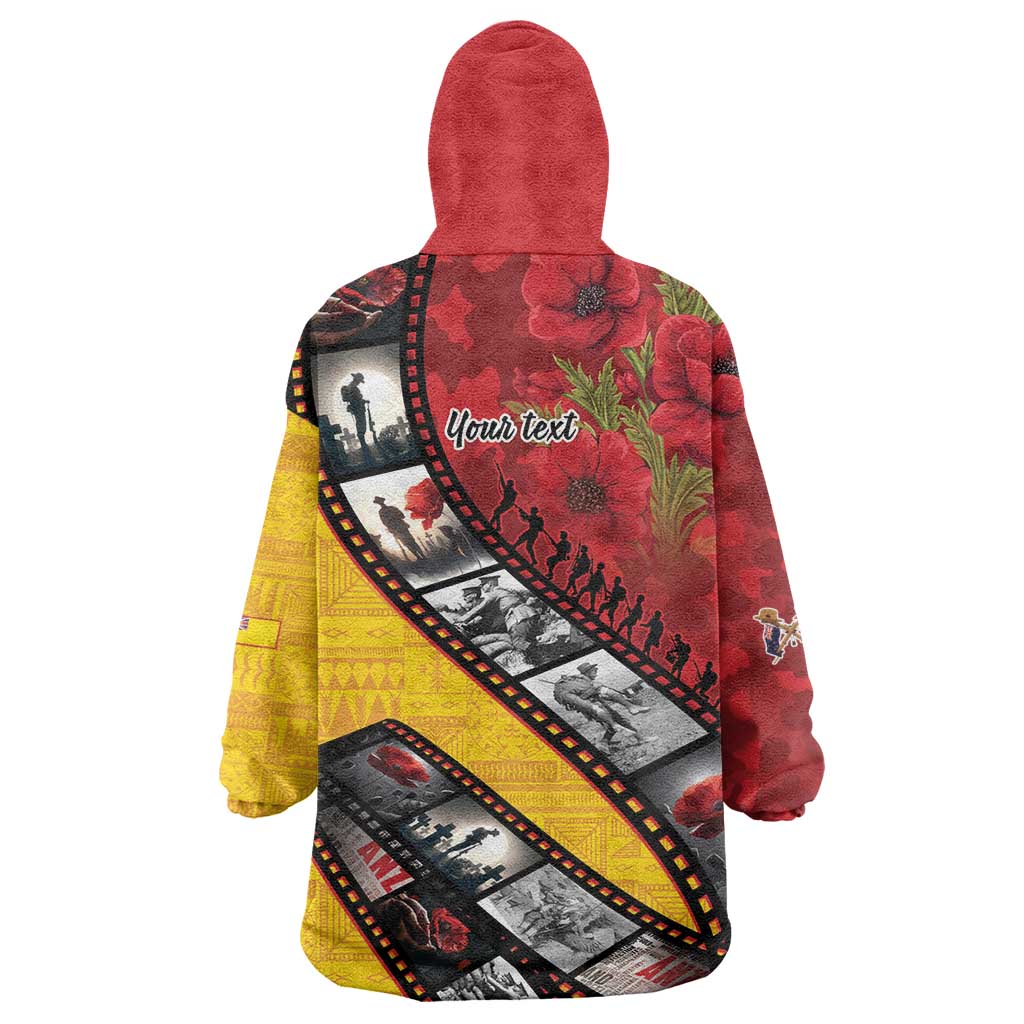 Personalised Niue ANZAC 1915-2026 Filmstrip Wearable Blanket Hoodie Lest We Forget 25 April