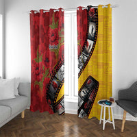 Personalised Niue ANZAC 1915-2026 Filmstrip Window Curtain Lest We Forget 25 April LT9 With Grommets Gold - Polynesian Pride