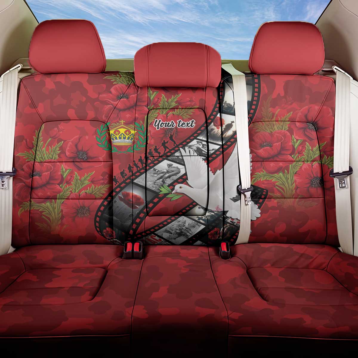 Personalised Tonga ANZAC 1915-2026 Filmstrip Back Car Seat Cover Lest We Forget 25 April