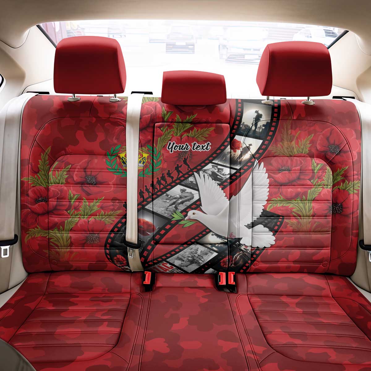 Personalised Tonga ANZAC 1915-2026 Filmstrip Back Car Seat Cover Lest We Forget 25 April