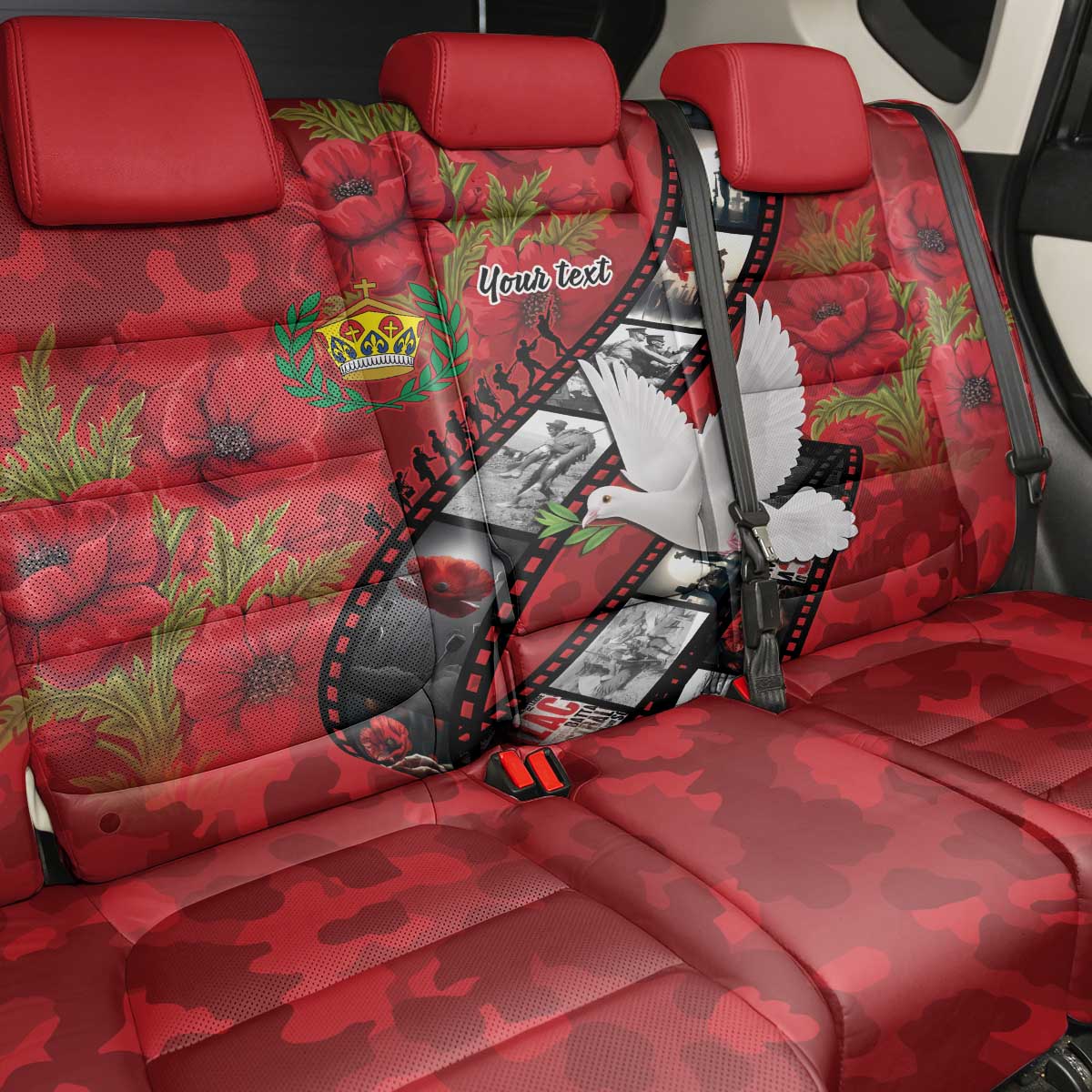 Personalised Tonga ANZAC 1915-2026 Filmstrip Back Car Seat Cover Lest We Forget 25 April