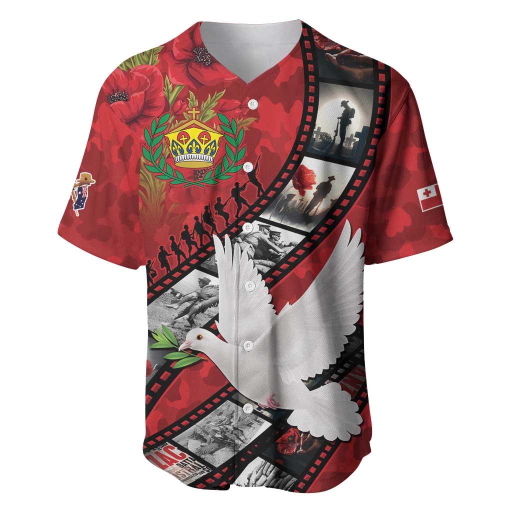 Personalised Tonga ANZAC 1915-2026 Filmstrip Baseball Jersey Lest We Forget 25 April