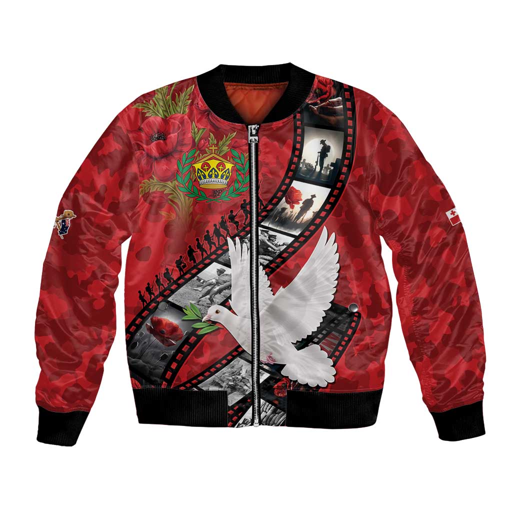 Personalised Tonga ANZAC 1915-2026 Filmstrip Bomber Jacket Lest We Forget 25 April