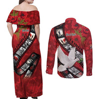 Personalised Tonga ANZAC 1915-2026 Filmstrip Couples Matching Off Shoulder Maxi Dress and Long Sleeve Button Shirt Lest We Forget 25 April