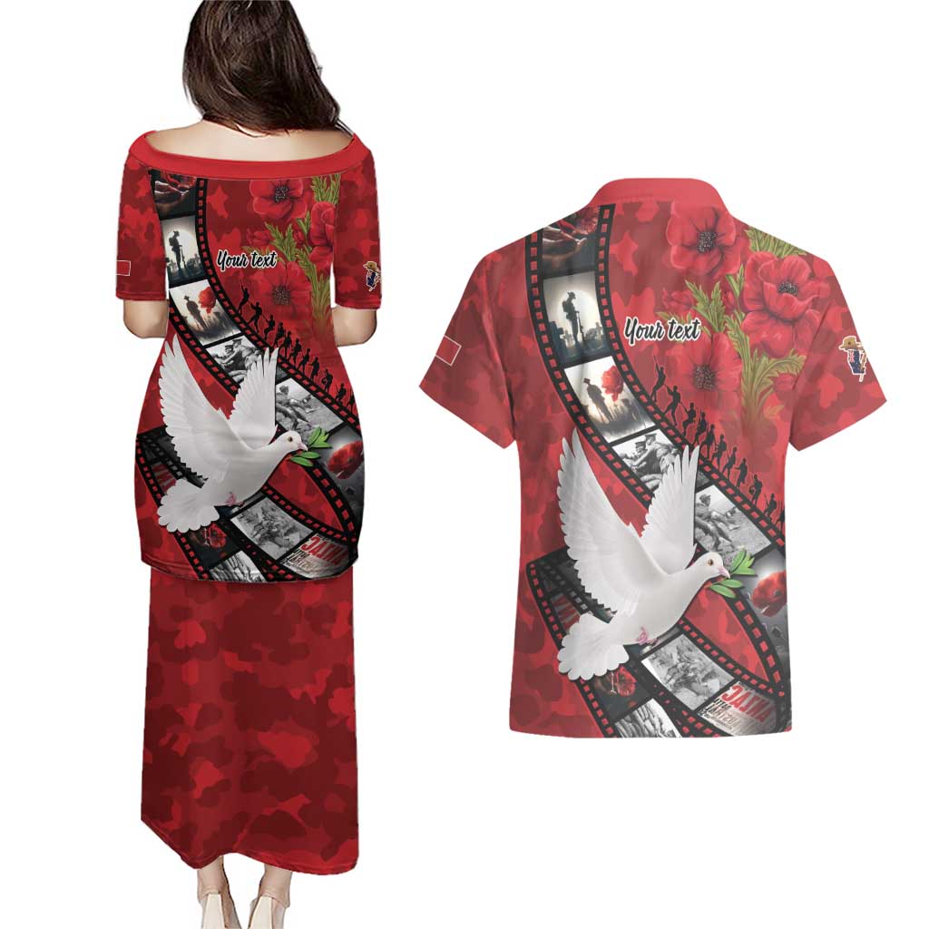 Personalised Tonga ANZAC 1915-2026 Filmstrip Couples Matching Puletasi and Hawaiian Shirt Lest We Forget 25 April