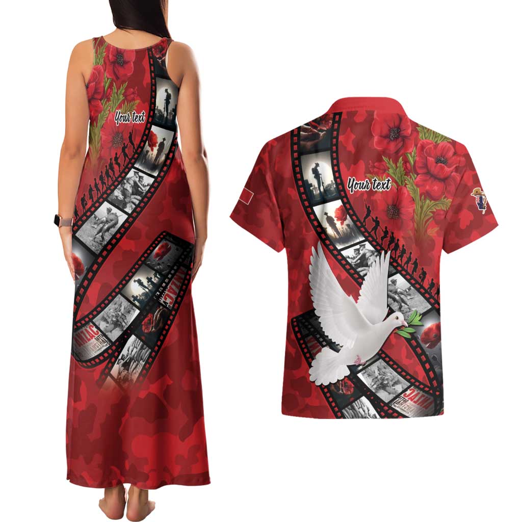 Personalised Tonga ANZAC 1915-2026 Filmstrip Couples Matching Tank Maxi Dress and Hawaiian Shirt Lest We Forget 25 April