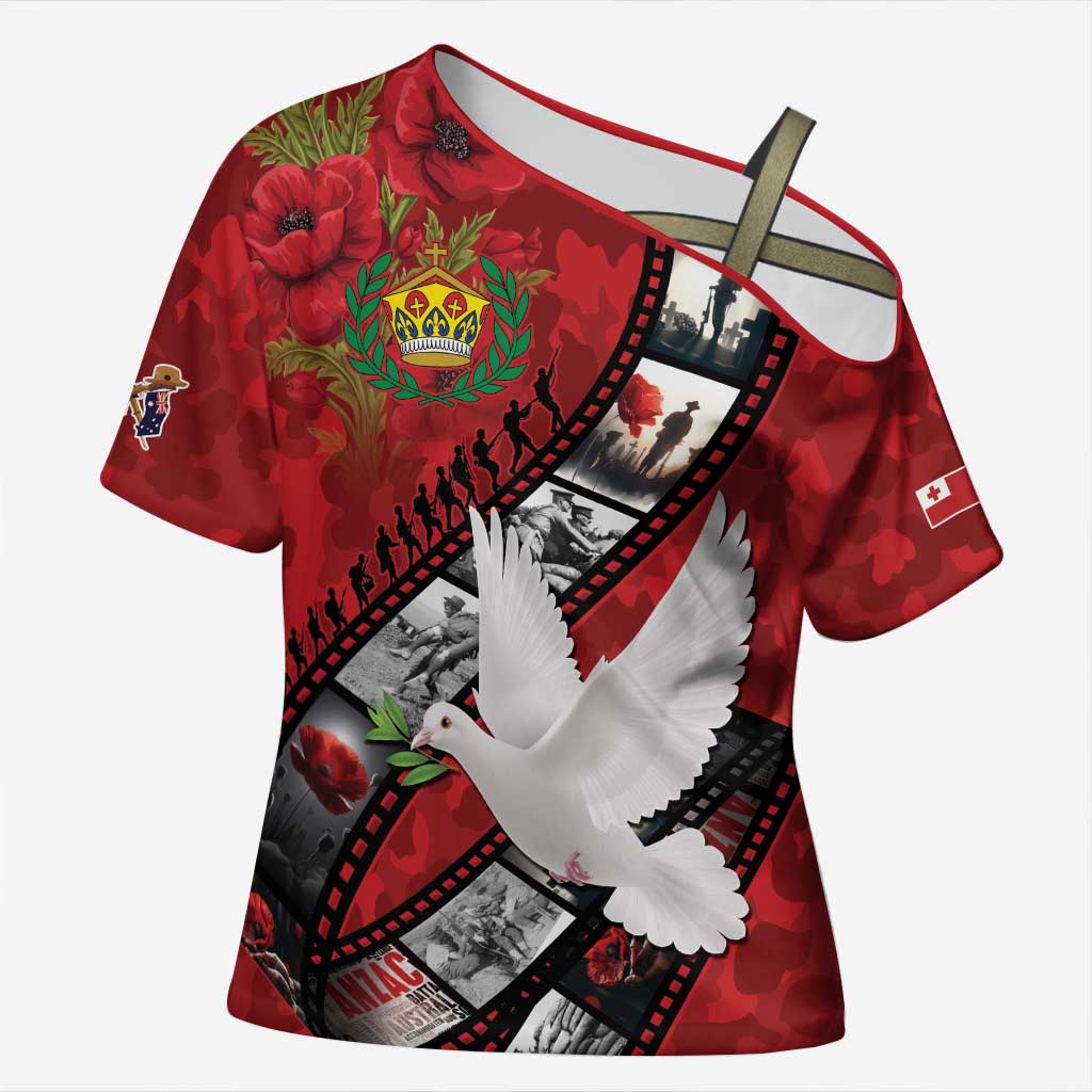 Personalised Tonga ANZAC 1915-2026 Filmstrip Cross Shoulder Shirt Lest We Forget 25 April